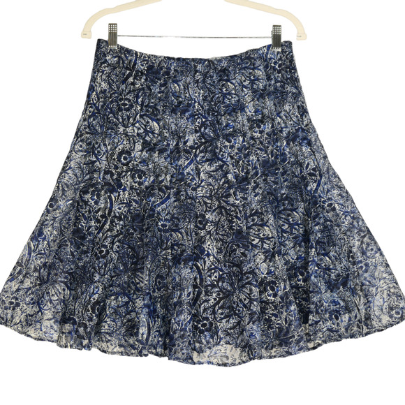 Coldwater Creek Blue Mesh Skirt Womens Size PS Petite Small 6-8 Lined Pull On - Picture 2 of 12